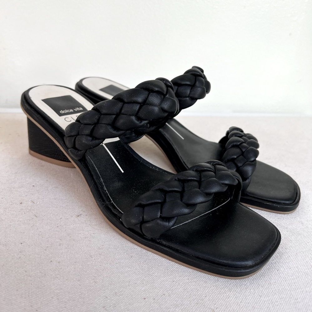 Dolce Vita Women Black Leather Braided Strap Heel 7.5. Worn once.